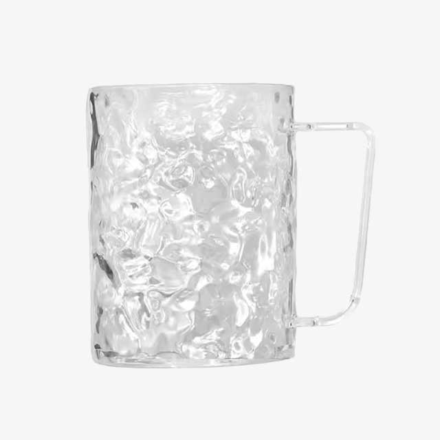 Glacier Pattern Mouthwash Cup – Stylish Transparent Plastic Toothbrush Holder with Handle for Home Bathroom