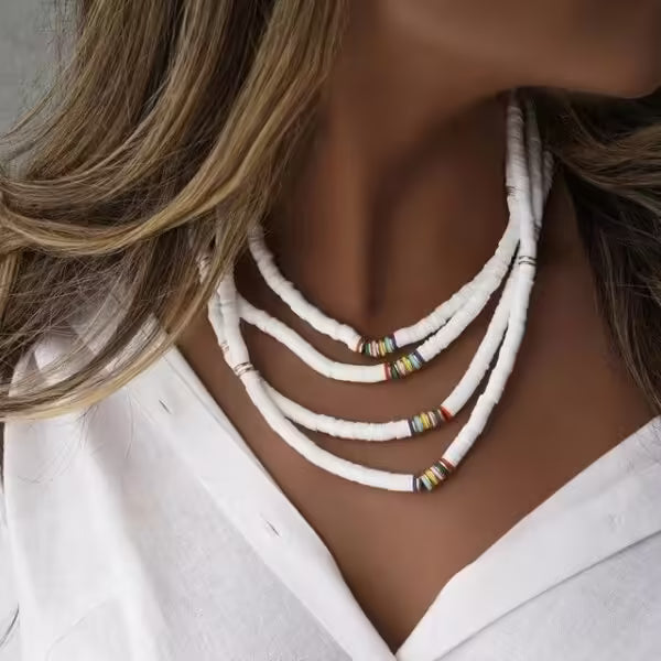 Collier ras du cou en perles colorées fait main pour femme (EGN199)