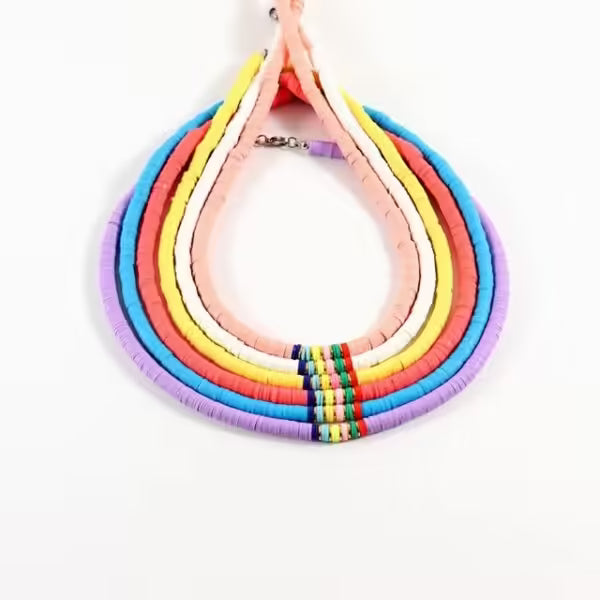 Collier ras du cou en perles colorées fait main pour femme (EGN199)