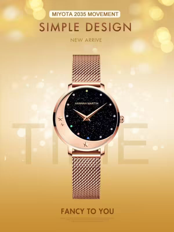 ساعة هانا مارتن النسائية المصنوعة من الفولاذ المقاوم للصدأ موديل (HM-13342)