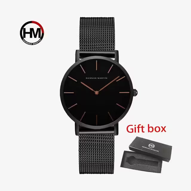 HANNAH MARTIN Mesh Stainless Steel Women Watch Model ( HM-CH36 Black )