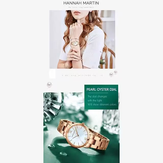 ساعة هانا مارتن النسائية المصنوعة من الفولاذ المقاوم للصدأ موديل (HM-1221S)