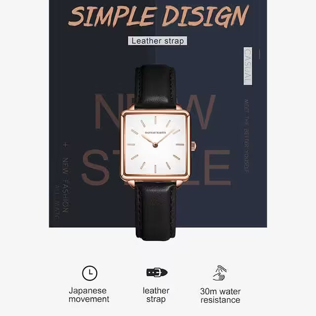 Montre femme en cuir HANNAH MARTIN, modèle HM-108L