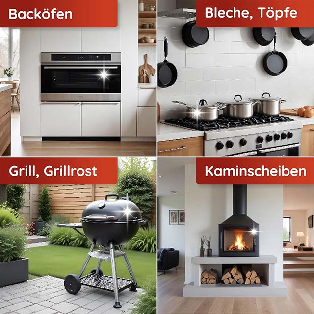 hauszauber® Oven & Grill Cleaner Extra Strong 1000ml – Heavy Duty Gel Paste for Dissolving Tough Encrustations & Burned Grease, No Heating or Scrubbing Required