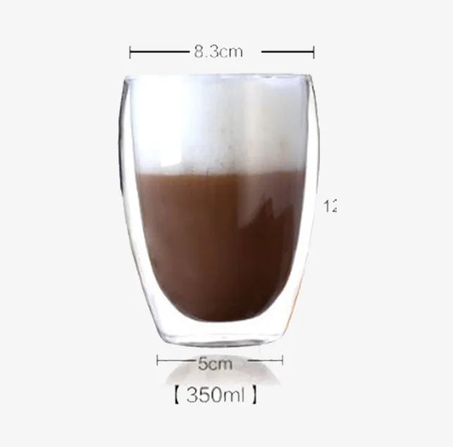 Heat Resistant Double Wall Clear Coffee Glass Mug – Handle-Free Insulated Cup for Hot & Cold Beverages