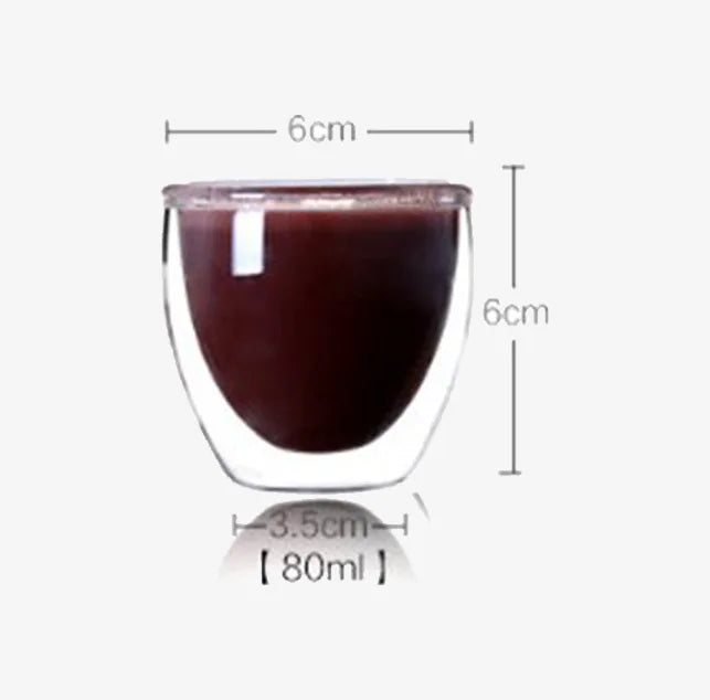 Heat Resistant Double Wall Clear Coffee Glass Mug – Handle-Free Insulated Cup for Hot & Cold Beverages