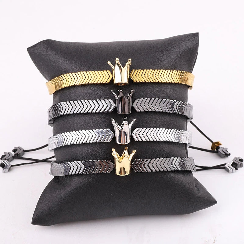 Bracelet unisexe Shamballa ajustable en perles d'hématite de haute qualité (EGBT183)