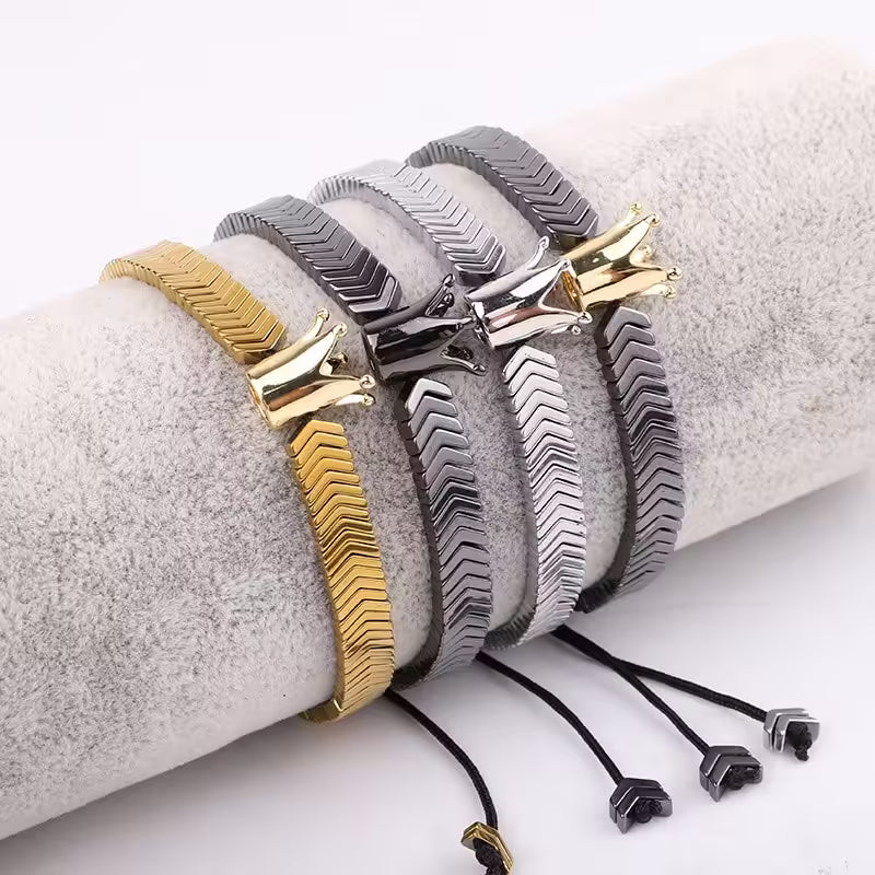 Bracelet unisexe Shamballa ajustable en perles d'hématite de haute qualité (EGBT183)