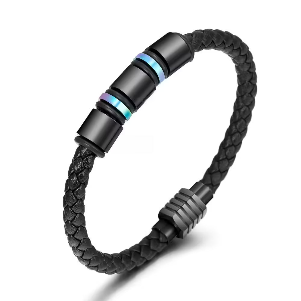 High Quality Stainless Steel Leather Bracelet (EGBT052)