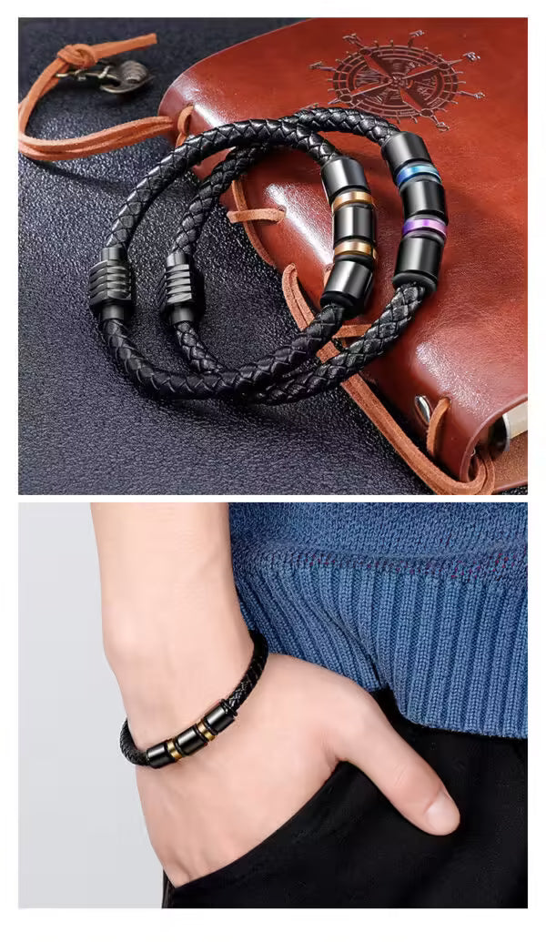 High Quality Stainless Steel Leather Bracelet (EGBT052)