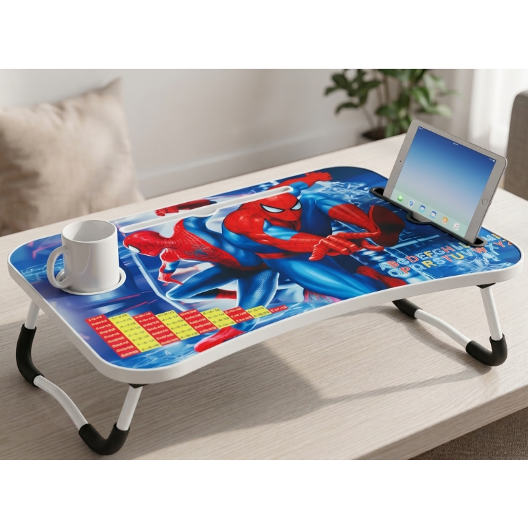 Portable Foldable Laptop Table – Engineered Wood Study Desk for Bed, Sofa & Floor | Multipurpose Laptop Stand with Cup Holder-Adults and Kids
