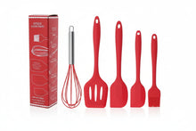 Ensemble d'ustensiles de cuisine en silicone haut de gamme 5 pièces – Outils de cuisson antiadhésifs et résistants à la chaleur avec spatule, pelle à frire, pinceau et fouet