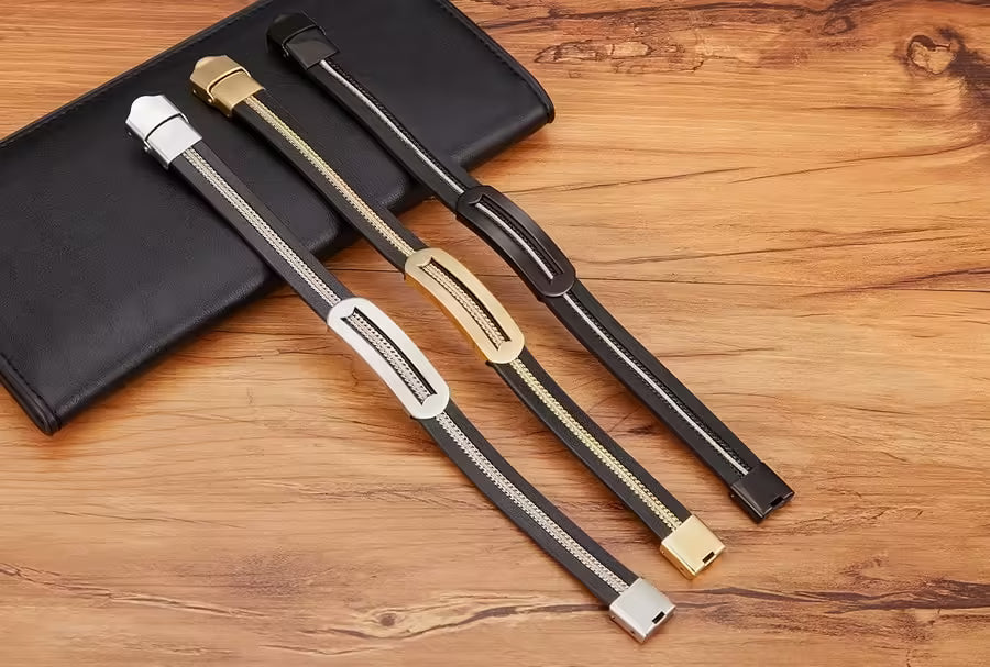 Leather Chain Combination Men Bracelet (EGBT132)