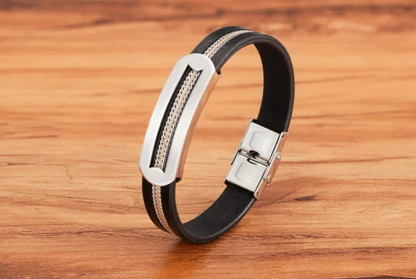 Leather Chain Combination Men Bracelet (EGBT132)