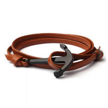 Leather Multilayer Black Anchor Bracelets (EGBT098)