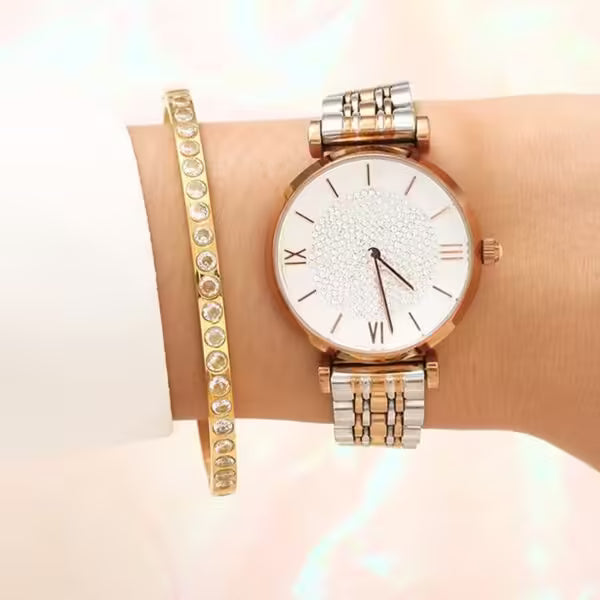 Luxurious Pave Zircon Stainless Steel Women Bangle (EGBT364)