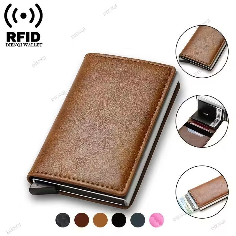 RFID Credit Card Holder for Men – Slim Leather Wallet, Bank Cardholder Case | Compact Mini Wallet with Smart Minimalist Design