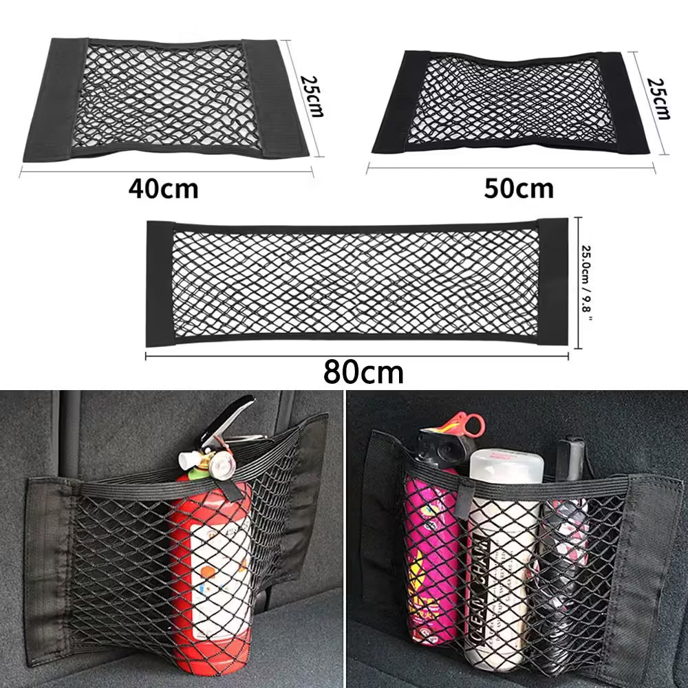 Filet de rangement universel pour coffre de voiture – Sac de rangement en maille élastique avec fermetures auto-agrippantes
