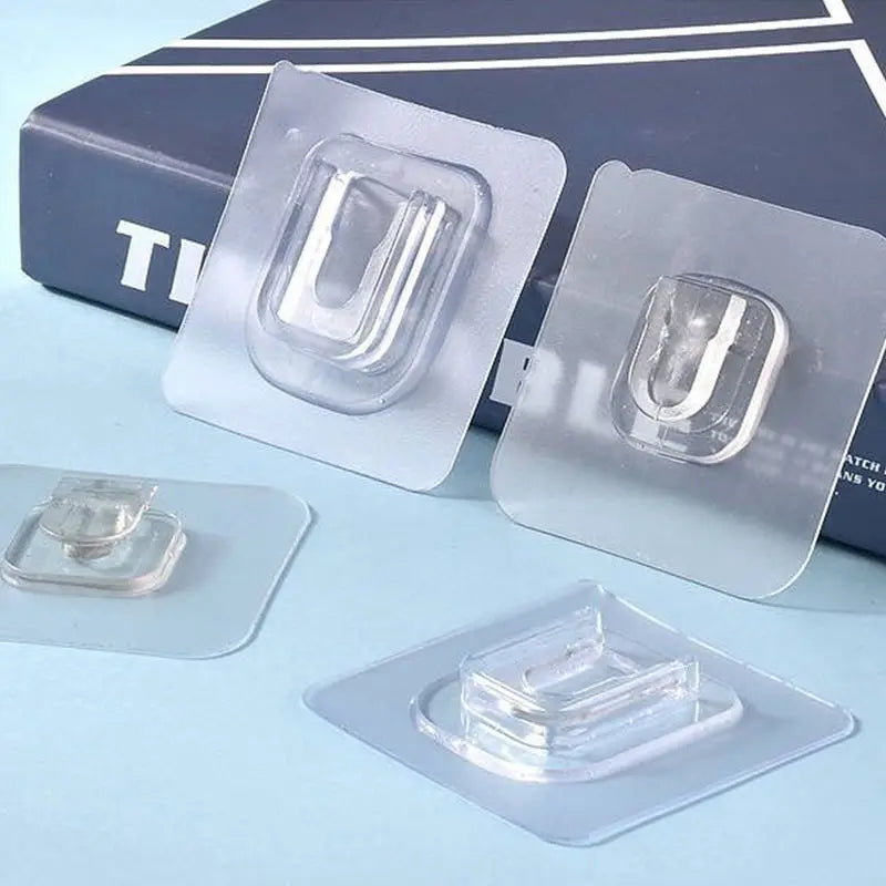 Strong Transparent Double-Sided Adhesive Wall Hooks, Suction Cup Wall Hanger, Heavy-Duty Wall Storage Holder