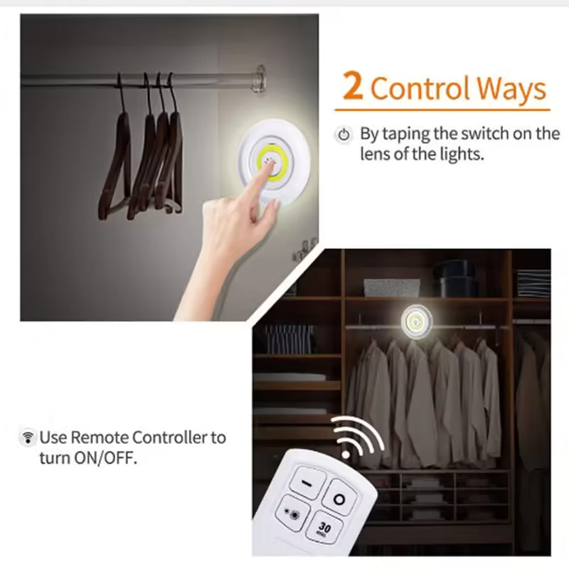 Remote-Controlled Dimmable LED Night Light for Cabinets & Closets