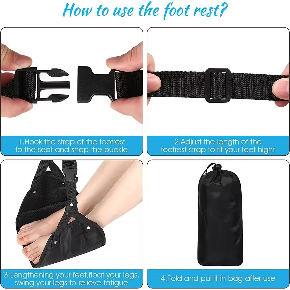 Adjustable Travel Footrest Hammock – Comfortable Oxford Tarpaulin for Airplane and Outdoor Use