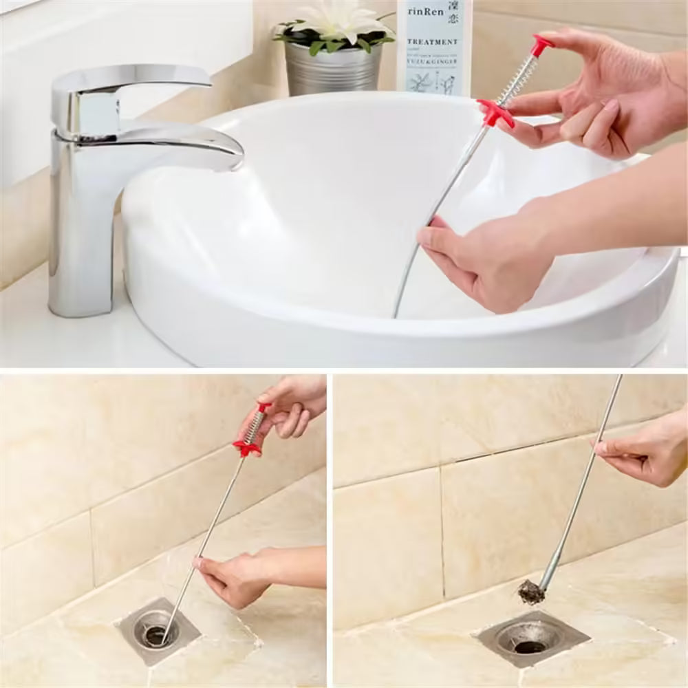 Déboucheur de canalisations à ressort - Outil de nettoyage des canalisations de cuisine et de salle de bain pour l'élimination des résidus alimentaires et la prévention des bouchons
