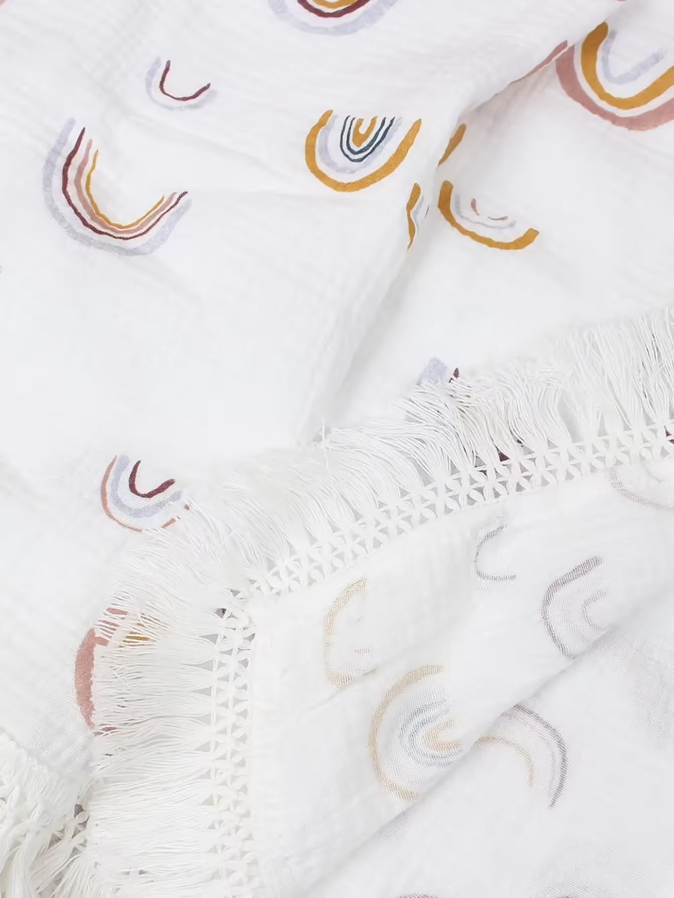 Fringed Cotton Rainbow Knit Baby Blanket Soft, Thick & Cozy Swaddle for Girls and Boys | Warm Bedding for Infants