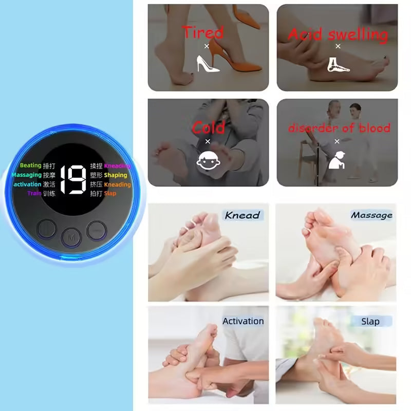 Rechargeable EMS Foot Massager Mat - Electric Foot Relaxation Pads to Relieve Sore Feet, Home Fitness Massage Tool