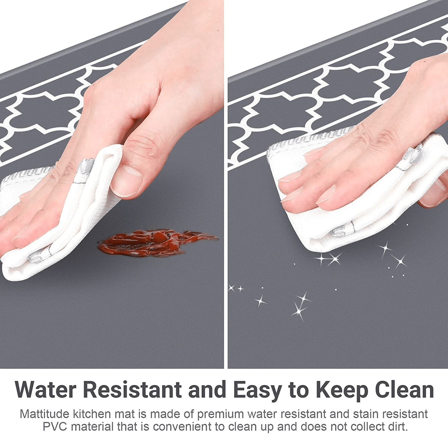 8mm Thickness Anti-Fatigue PVC BLUE COLOR (45*75+45*120cm) 2 Pcs/Set Waterproof Rectangular Kitchen Mat