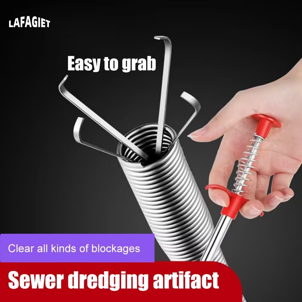 Déboucheur de canalisations à ressort - Outil de nettoyage des canalisations de cuisine et de salle de bain pour l'élimination des résidus alimentaires et la prévention des bouchons