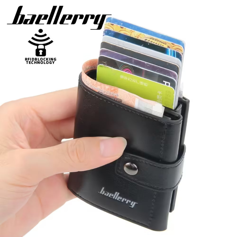 RFID Men’s Card Wallet – Slim PU Leather Mini Wallet with Hasp | High Quality Small Card Holder & Short Male Purses