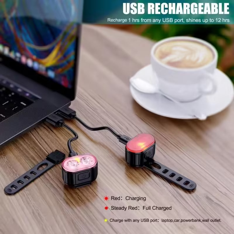 Éclairages de vélo LED rechargeables par USB – Lampes avant et arrière pour une sécurité accrue à vélo