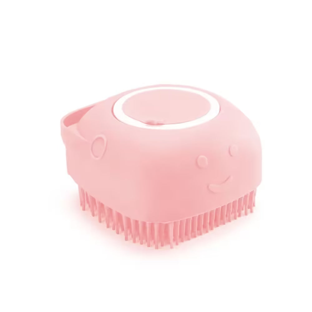 2-in-1 Silicone Pet Bath Brush for Puppies & Dogs Soft Massage Shampoo Dispenser