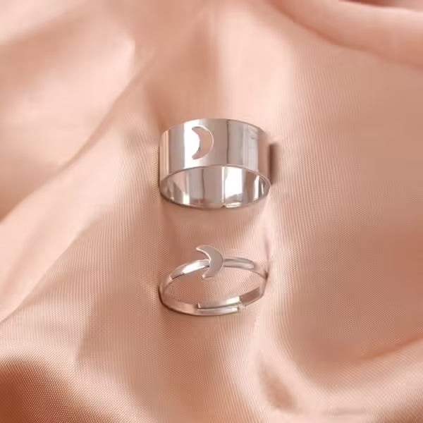 Moon Adjustable Silver Women Ring (EGR003)