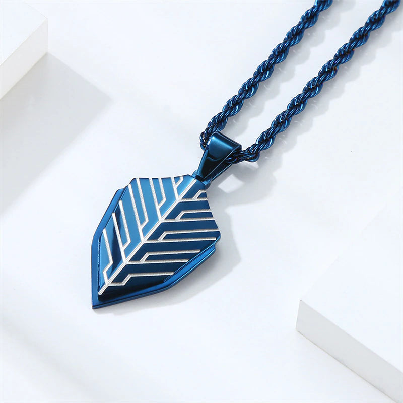 New Battle Shield Pendant Rope Chain Men Necklace (EGN115)