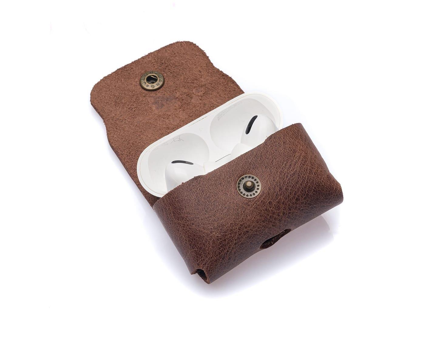 Étui de protection Westpolo Poine en cuir véritable pour AirPods Pro - Marron