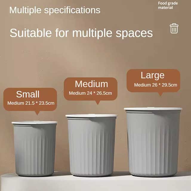 No Cover Striped Trash Bin – Durable Simple Garbage Can, Toilet Wastebasket, Trash Bin in Various Specifications