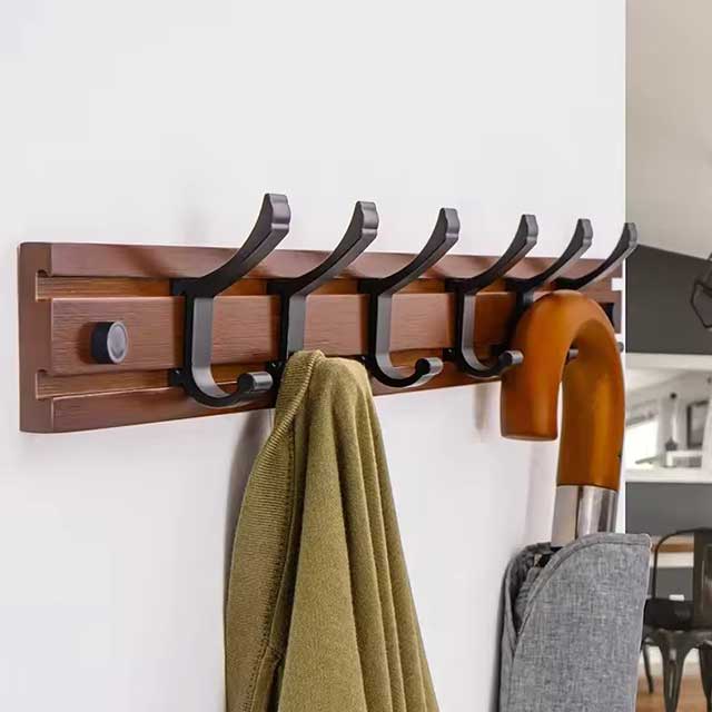 Nordic Style Coat Rack - Bamboo Clothes Hanger with Hooks for Bedroom, Living Room, Closet & Wall Storage
