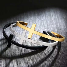 Bracelet manchette unisexe en acier inoxydable à croix ouverte (EGBT325)