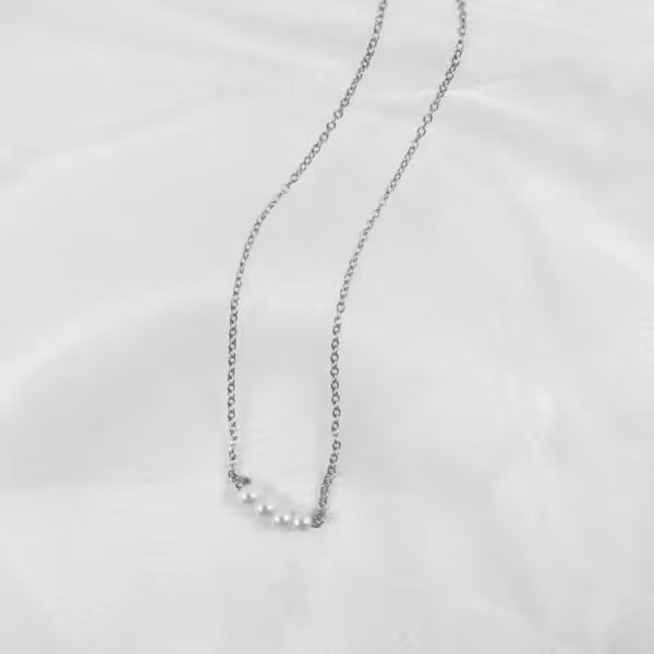 Pearl Women Handmade Stainless Steel Link Chain Necklace(EGN217)