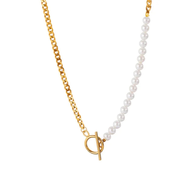 Collier pour femme avec perles et chaîne (EGN209)