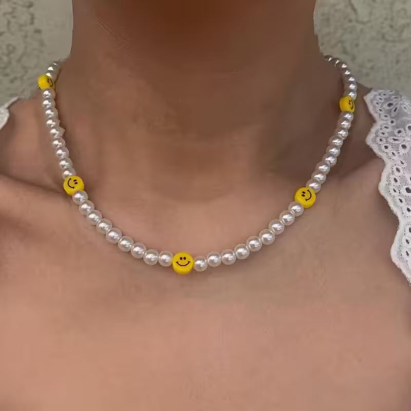 Collier Pearl x Happy Face pour femme (EGN207)