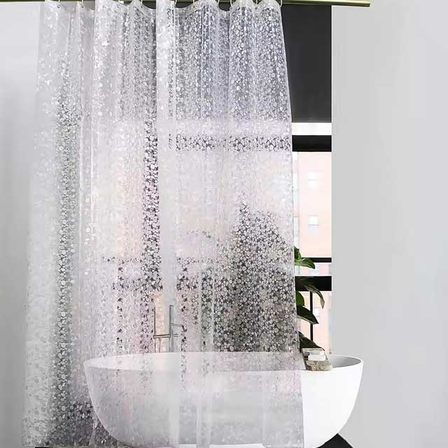 PEVA Pebble Shower Curtain – Transparent Waterproof Bathtub Liner with Cobblestone Design for Bathroom – Durable Bathing Cover