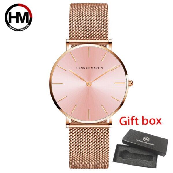 HANNAH MARTIN Mesh Stainless Steel Women Watch Model ( HM-CH36 RoseGold)