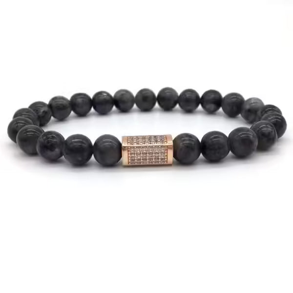 Rectangular 3D Shape Natural Stone Beads Bracelet (EGBT023)