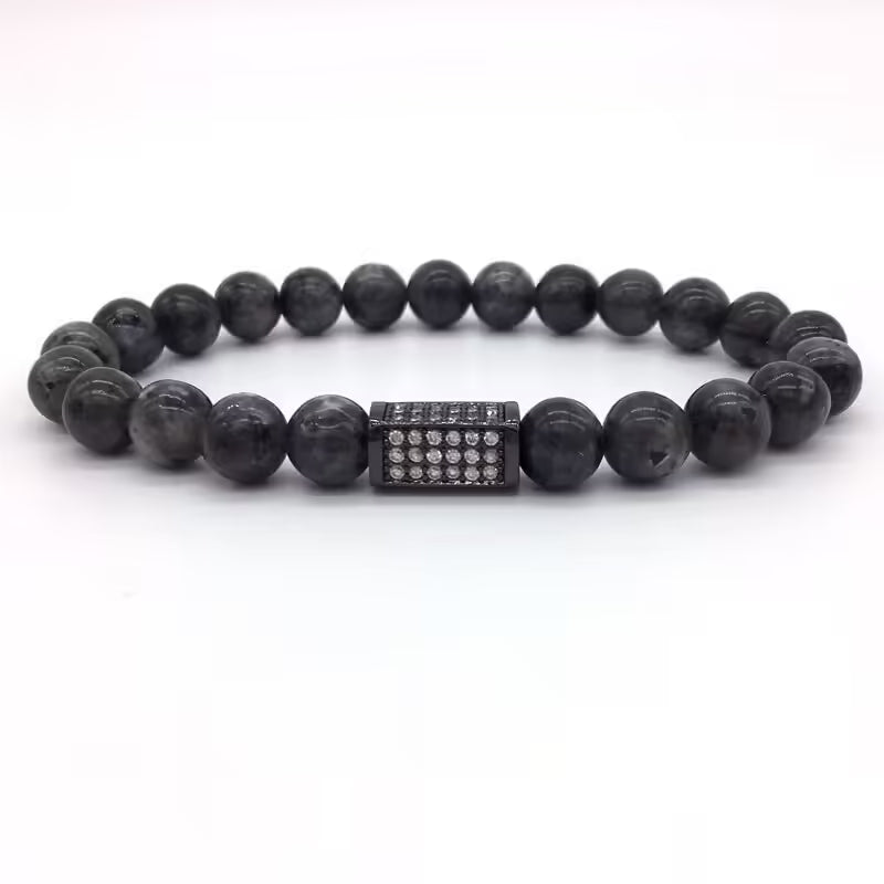 Rectangular 3D Shape Natural Stone Beads Bracelet (EGBT023)