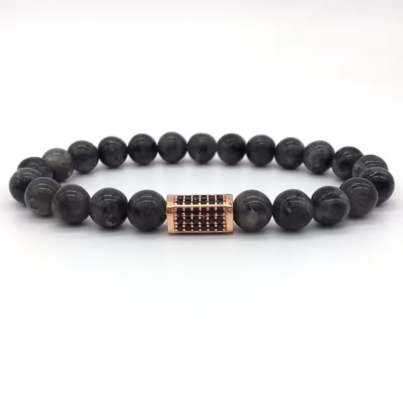 Rectangular 3D Shape Natural Stone Beads Bracelet (EGBT023)