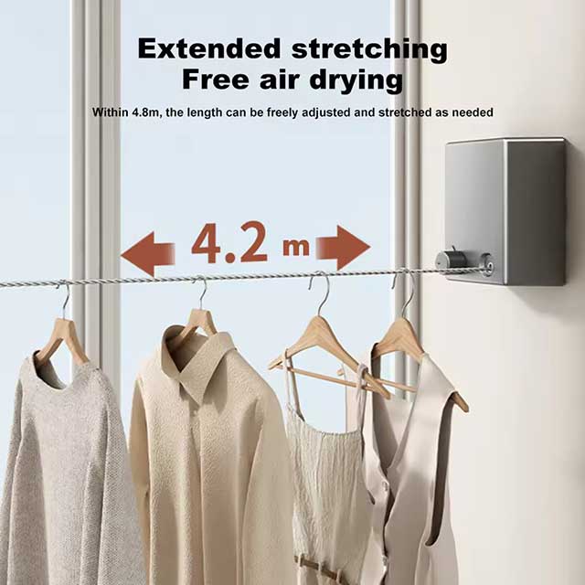 Retractable Stainless Steel Clothesline - Pull-Out Clothes Drying Rack for Space-Saving Household Use