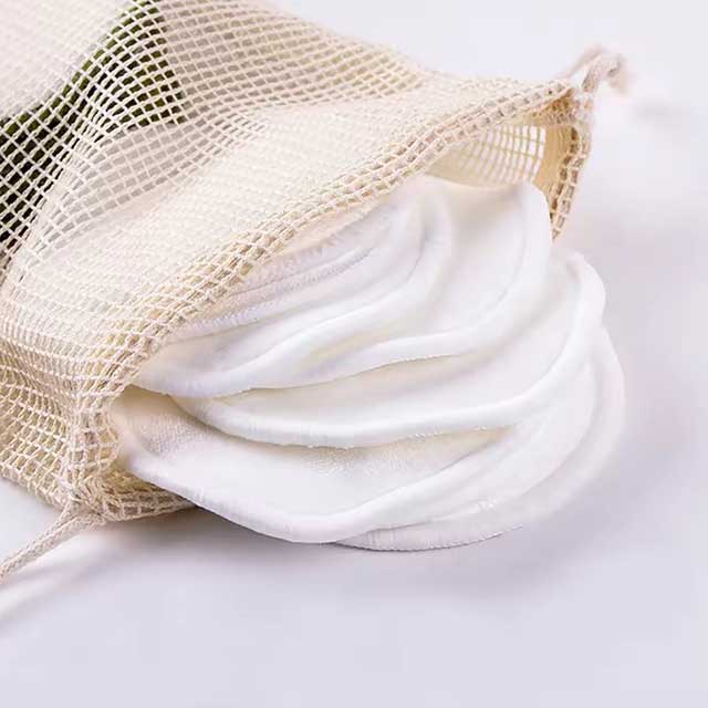 Reusable Bamboo Fiber Makeup Remover Pads - 12pcs Pack, Washable Cleansing Facial Cotton Rounds for Makeup Removal