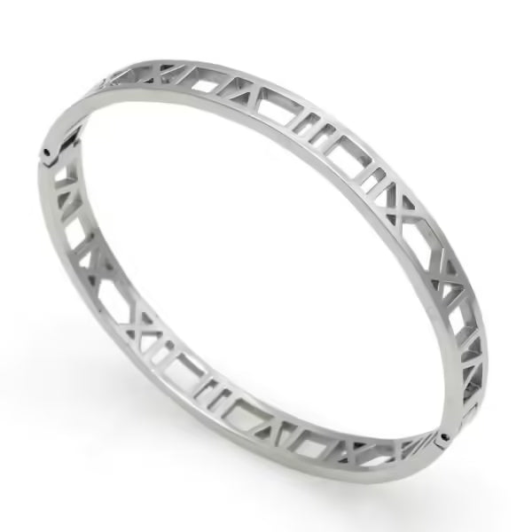 Roman Numbers Women Stainless Steel Bangle (EGBT374)